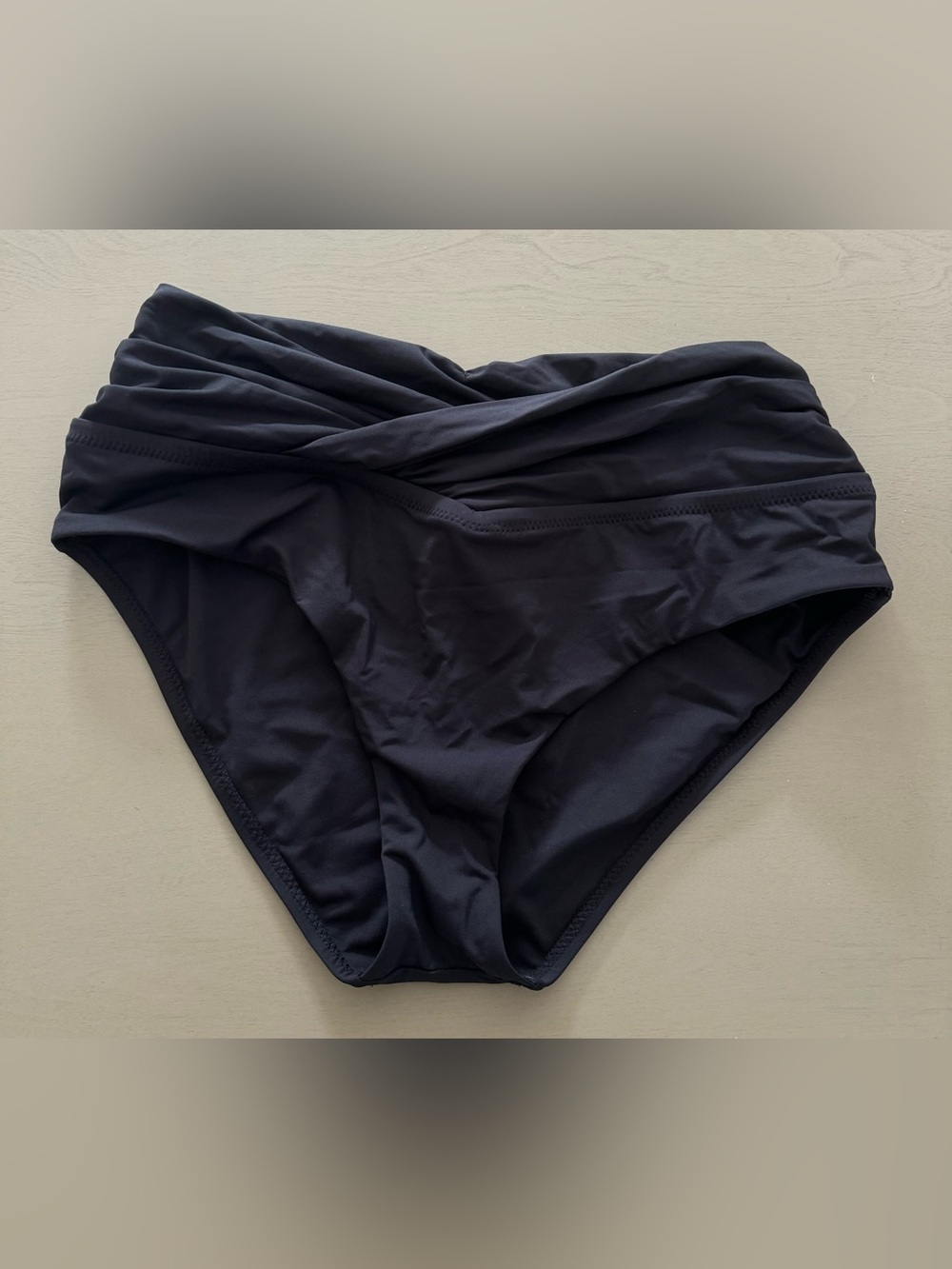 Becca Swim ~ High Waisted Black Bikini Bottom - Twist Front